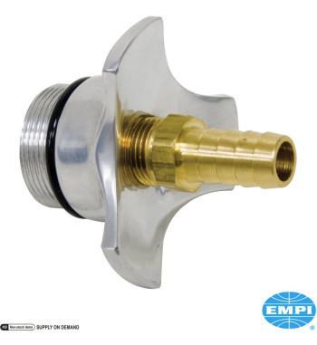 Korek wlewu oleju, styl Knock-Off, z odpowietrznikiem, w tym O-ring i złączką 3/8" NPT. Wykonany z polerowanego aluminium.
